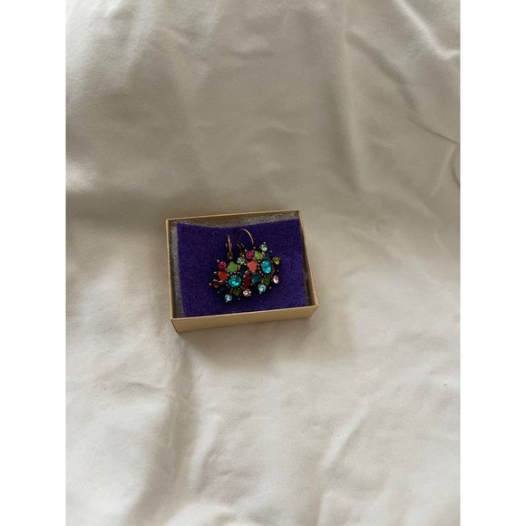 Vintage Colorful Resin Rhinestone Floral Design Pierced Earrings - Picture 11 of 12